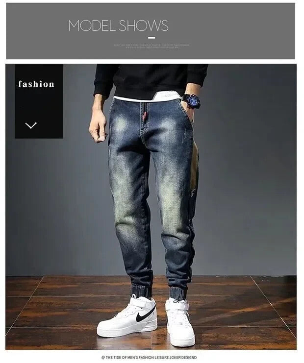 Mens Jeans Button Up Premium Denim Streetwear Fashioned Cuffed Ankle Pants