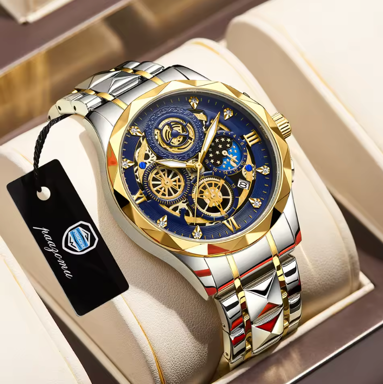 Mens Luxurious Waterproof Quartz Watch High End Steel Luminescent Fashion Piece