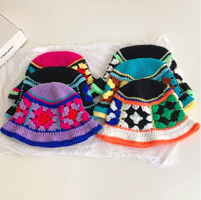 Old Fashioned Knitted Creative Colorful Designed All Season Womens Bucket Hat