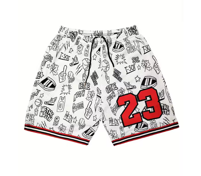 Mens Drawstring Polyester Basketball Athletic Shorts