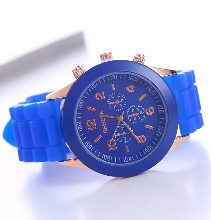 Womens Silicone Adjustable Strap Bright Poping Color Quartz Watch