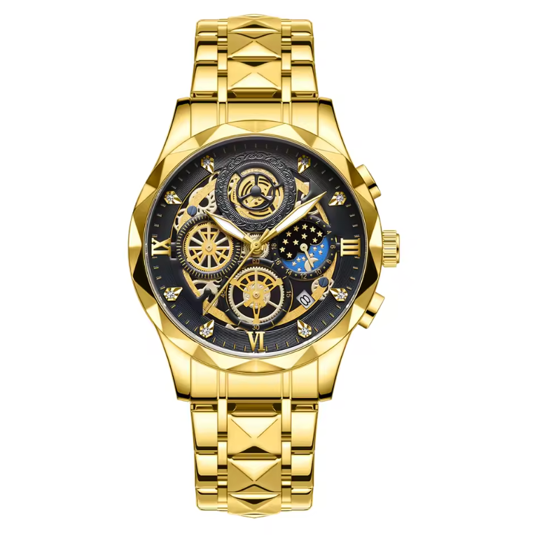 Mens Luxurious Waterproof Quartz Watch High End Steel Luminescent Fashion Piece