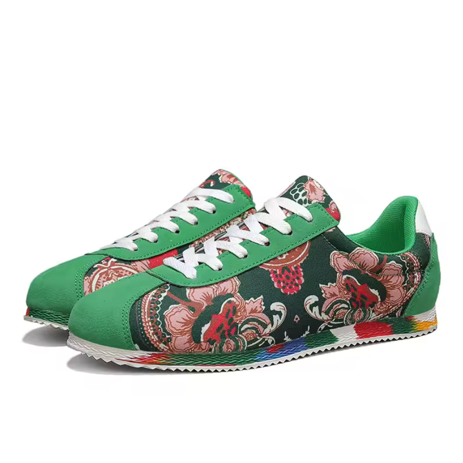 Unique Design Casual Floral Pattern Mens Flat Low Top Shoes