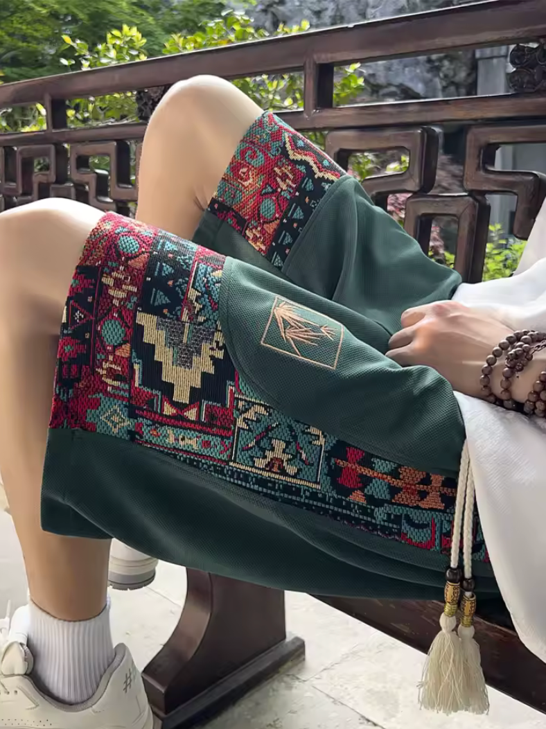 Unique Style Print Casual Shorts Draw String Artistic Fashion