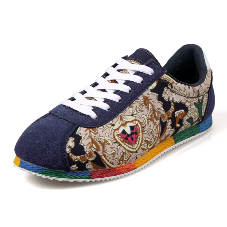 Unique Design Casual Floral Pattern Mens Flat Low Top Shoes