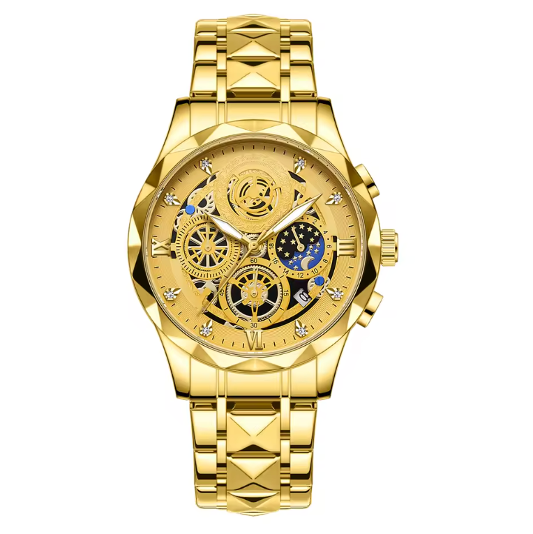 Mens Luxurious Waterproof Quartz Watch High End Steel Luminescent Fashion Piece
