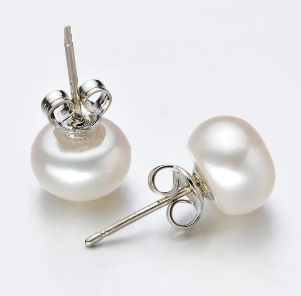Pink Or White Pearl Stud Trendy Fashion Luxury Stud Earrings Pair