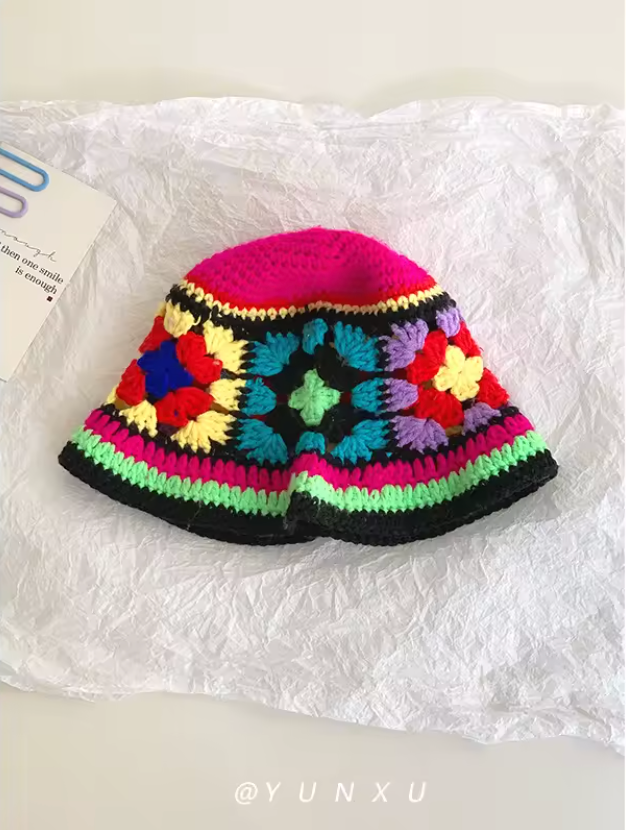 Old Fashioned Knitted Creative Colorful Designed All Season Womens Bucket Hat
