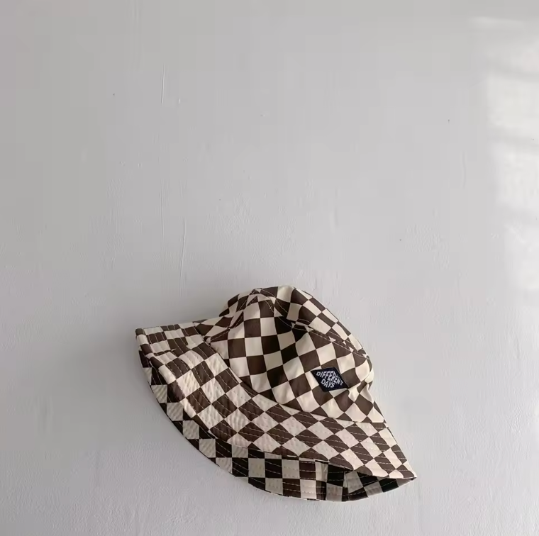 Unisex Checkered Bucket Hat 51cm Circumference Trendy Style Hat