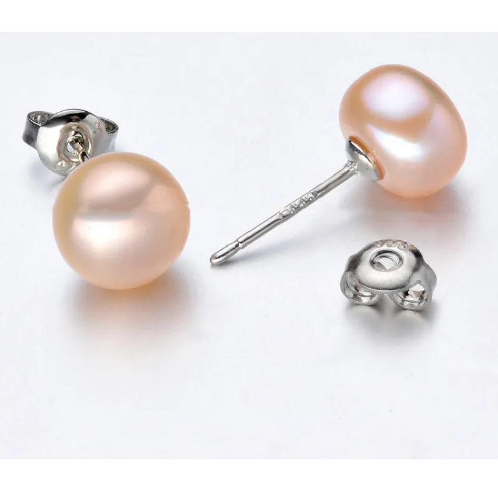 Pink Or White Pearl Stud Trendy Fashion Luxury Stud Earrings Pair