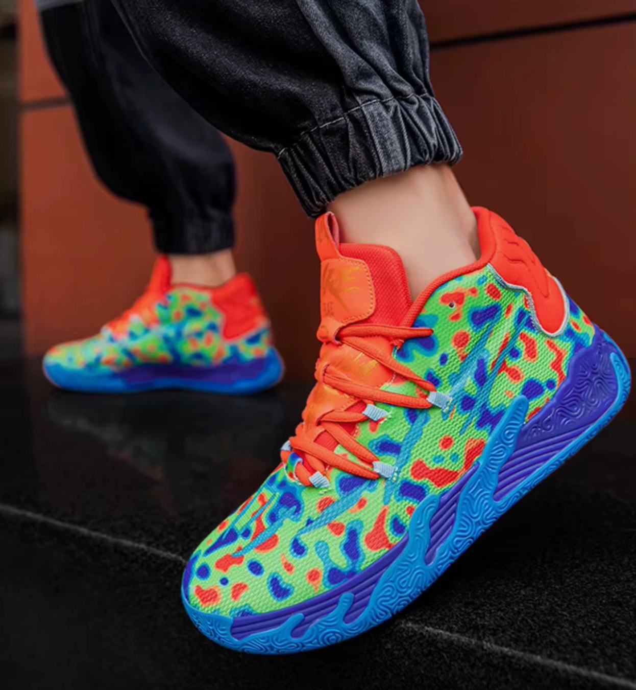 Mens Basketball Tennis Running Shoes Colorful Tropical Splash Style Shoe