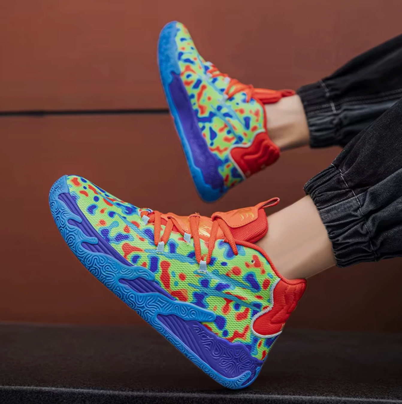 Mens Basketball Tennis Running Shoes Colorful Tropical Splash Style Shoe