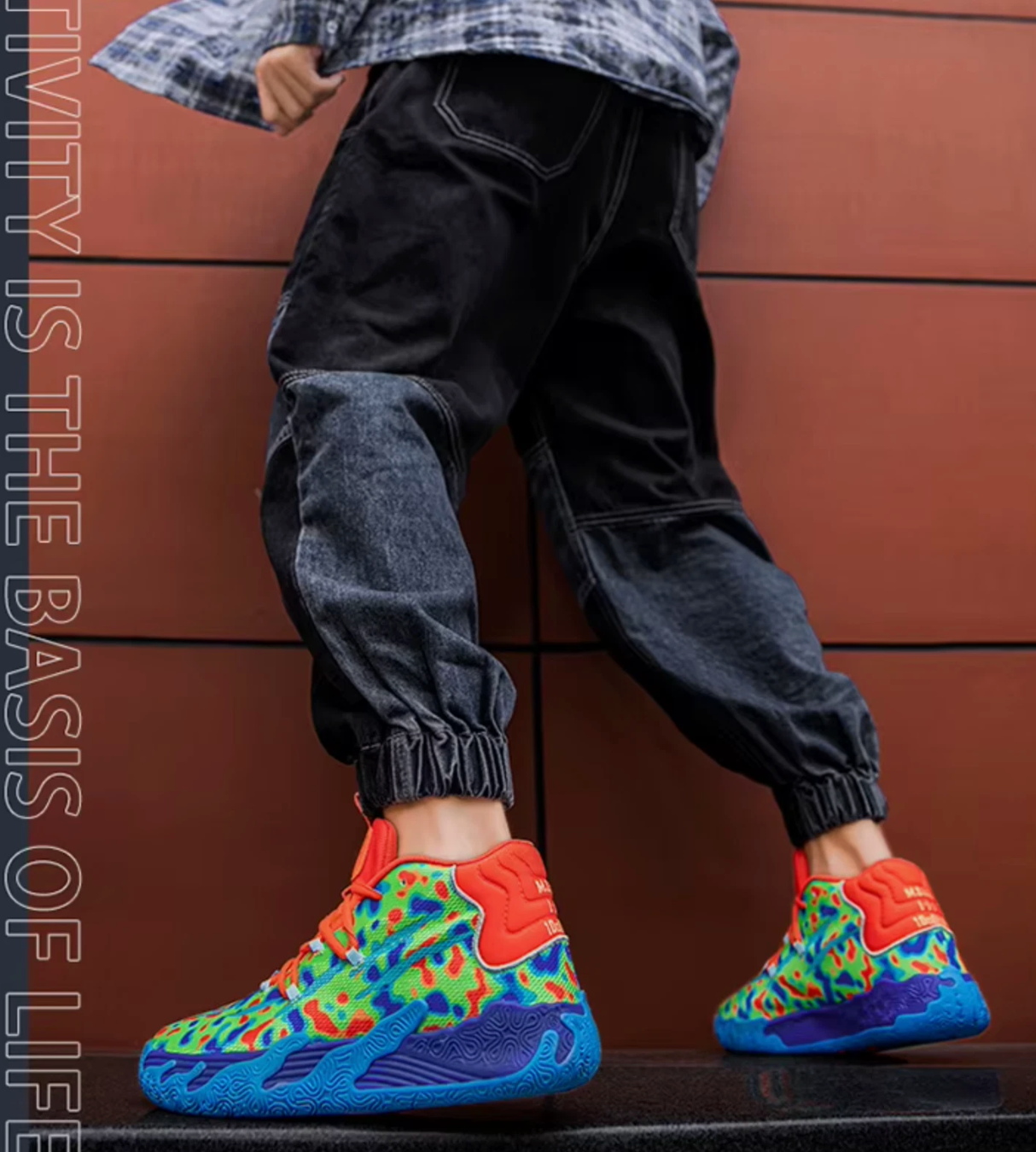 Mens Basketball Tennis Running Shoes Colorful Tropical Splash Style Shoe