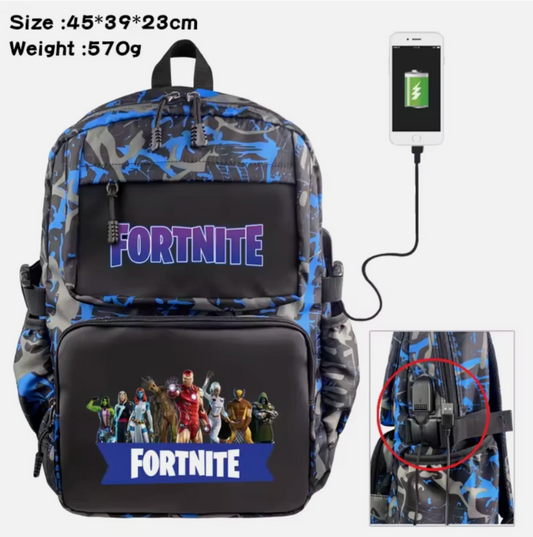 Fortnite Backpack With Portable Phone Charging, Multiple Graphics