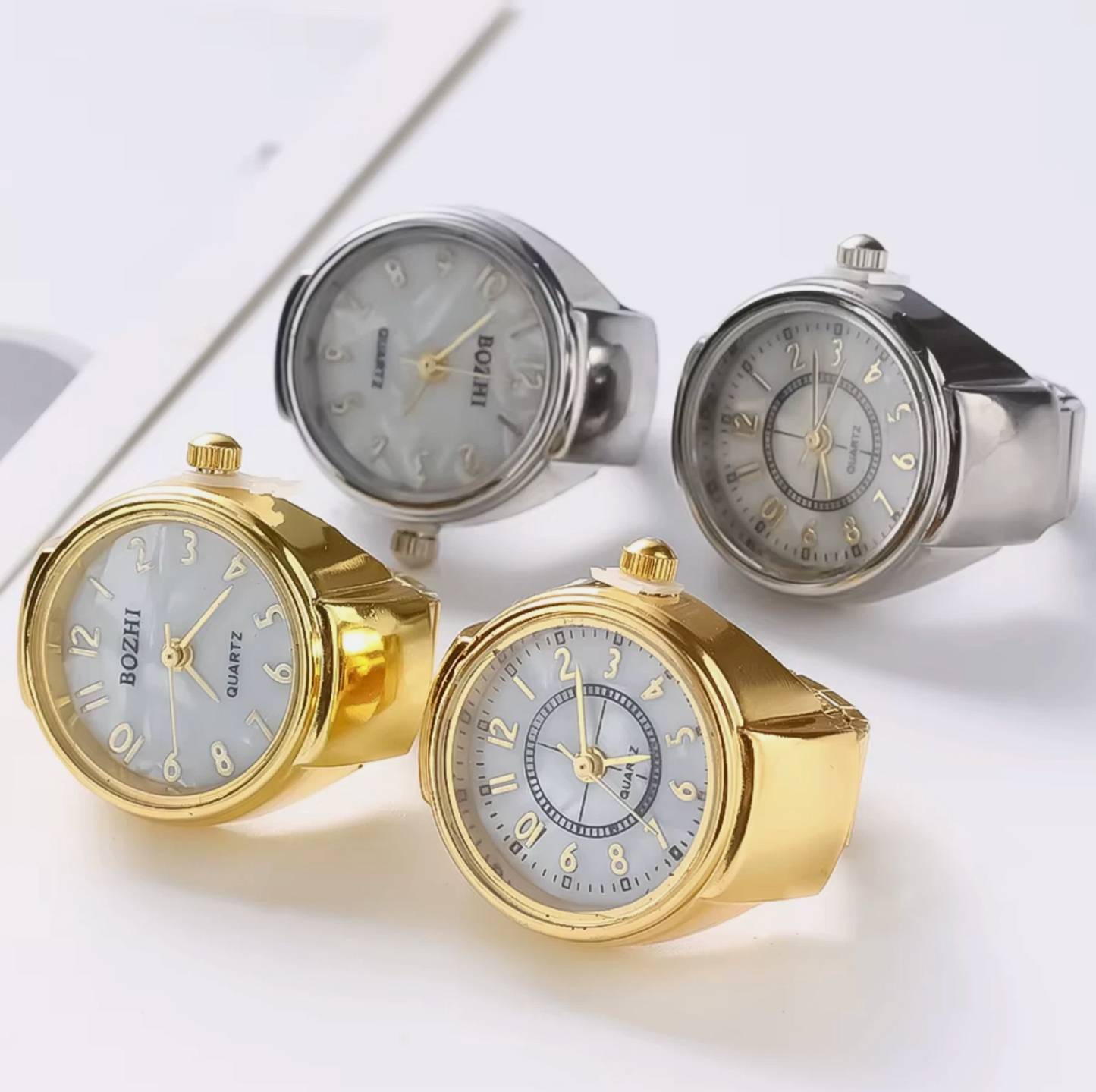 Men or Woman's Gold Ring Watch Time 8mm Band Width Gold