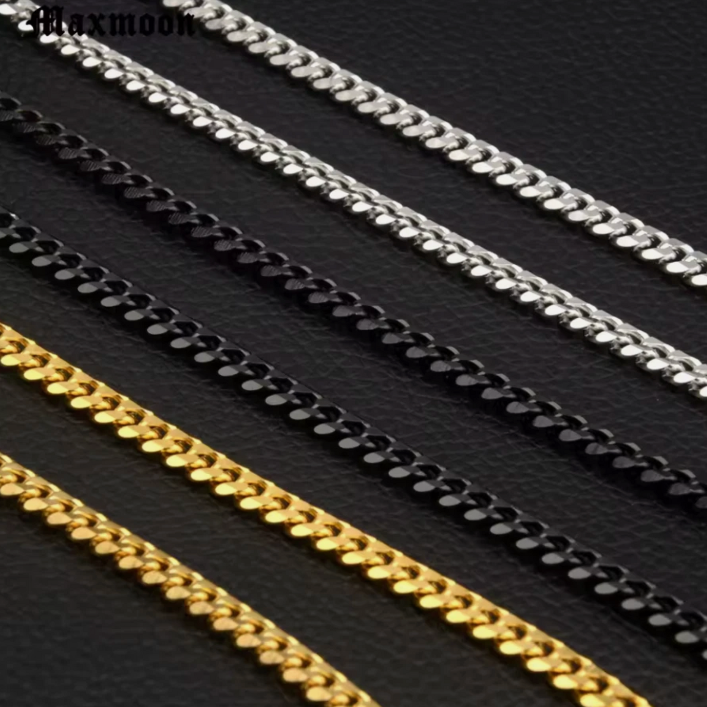 7mm Cuban Link Gold Silver & Black Luxury Ice Chain Necklace