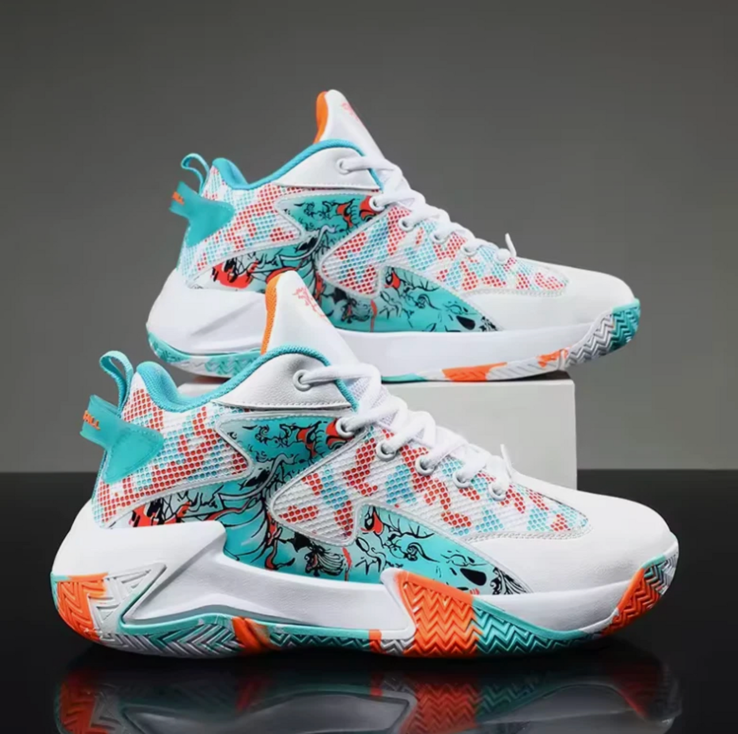 Mens Hemmyi Multi Color Blue & Turquoise Super Grip Basketball Shoes In/Outdoor