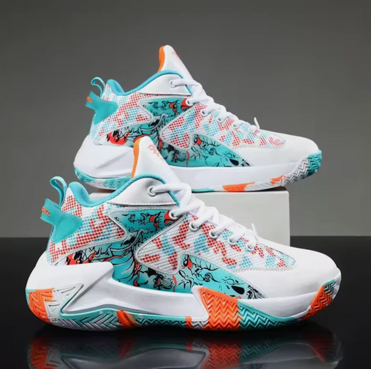 Mens Hemmyi Multi Color Blue & Turquoise Super Grip Basketball Shoes In/Outdoor