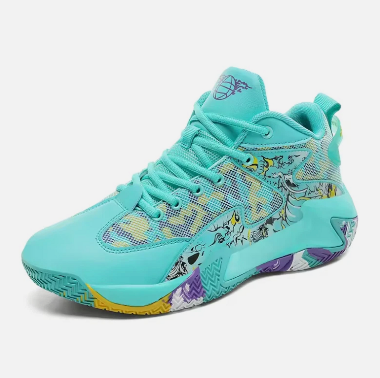 Mens Hemmyi Multi Color Blue & Turquoise Super Grip Basketball Shoes In/Outdoor