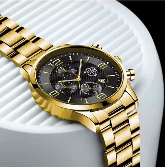 Reloj Hombre Luxury Business Mens Stainless Steel Quartz Wrist Watch