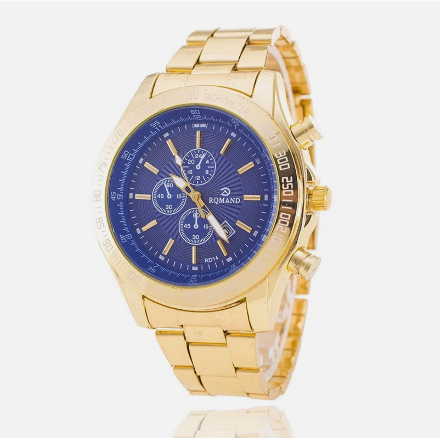 Luxurious High End Gold Stainless Steel Jewelry Fashion Mens Quartz Watch