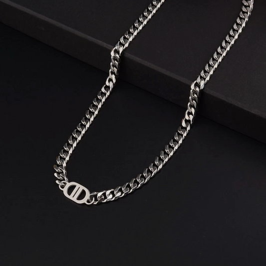 Polished Silver Heavy Stainless Steel Curb Style Chain Necklace