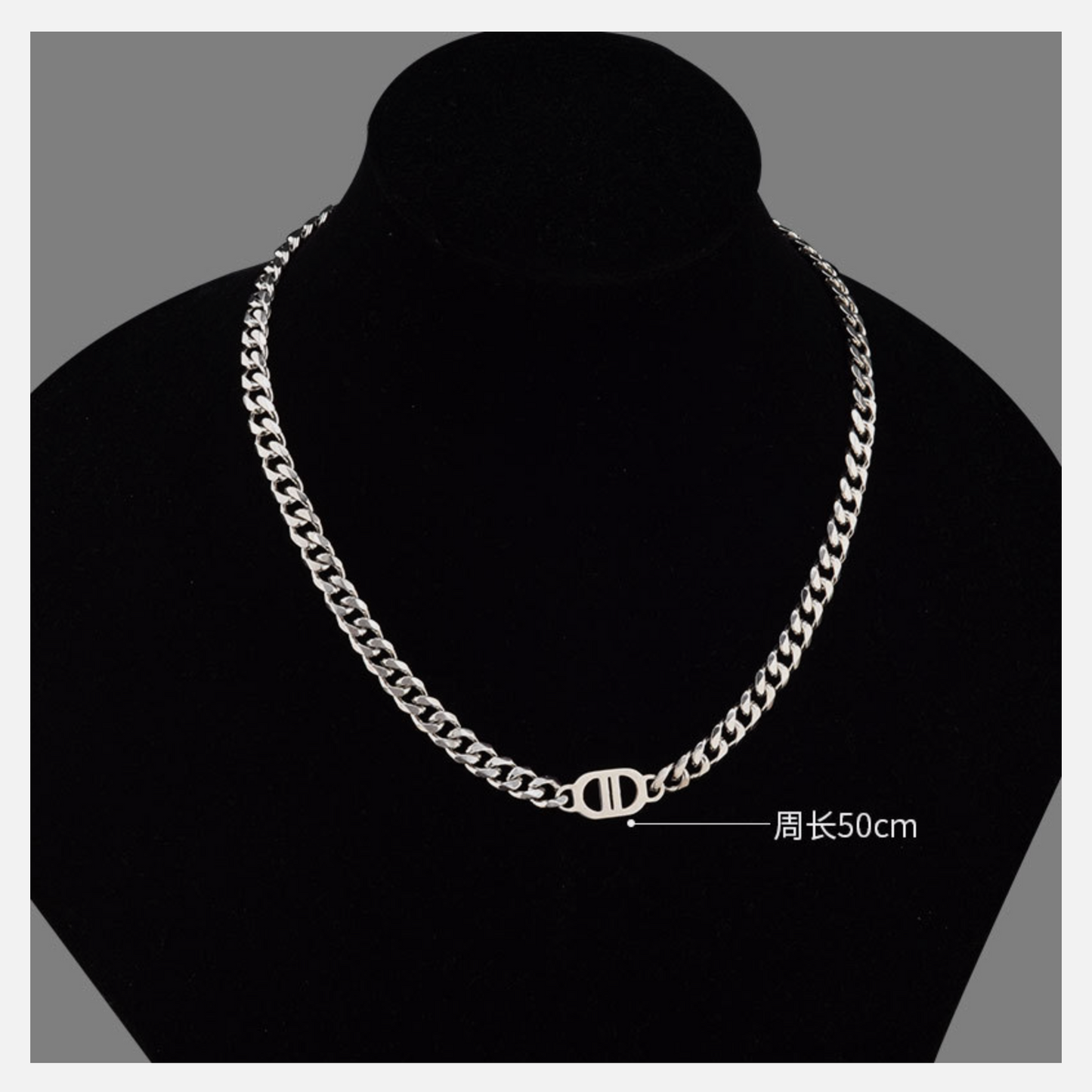 Polished Silver Heavy Stainless Steel Curb Style Chain Necklace