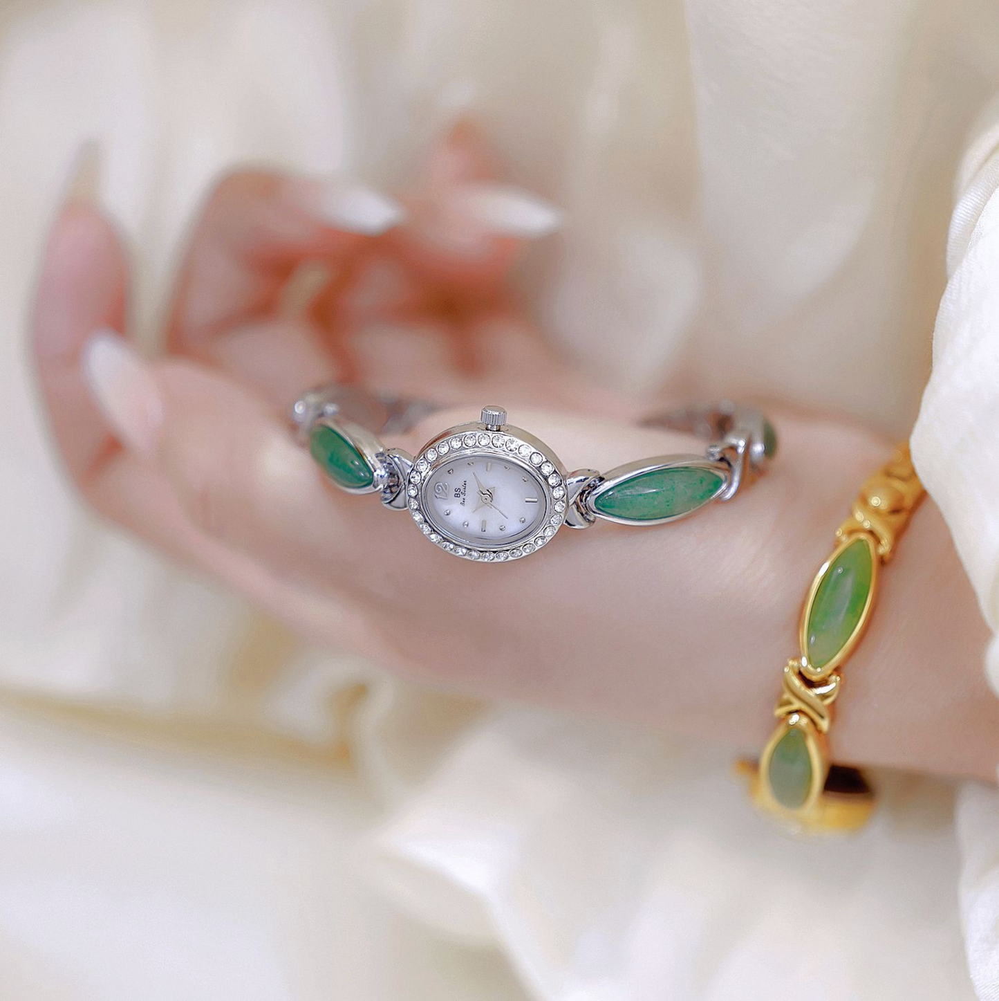 Womans Dongling Stone Hetian Jade Chain Watch