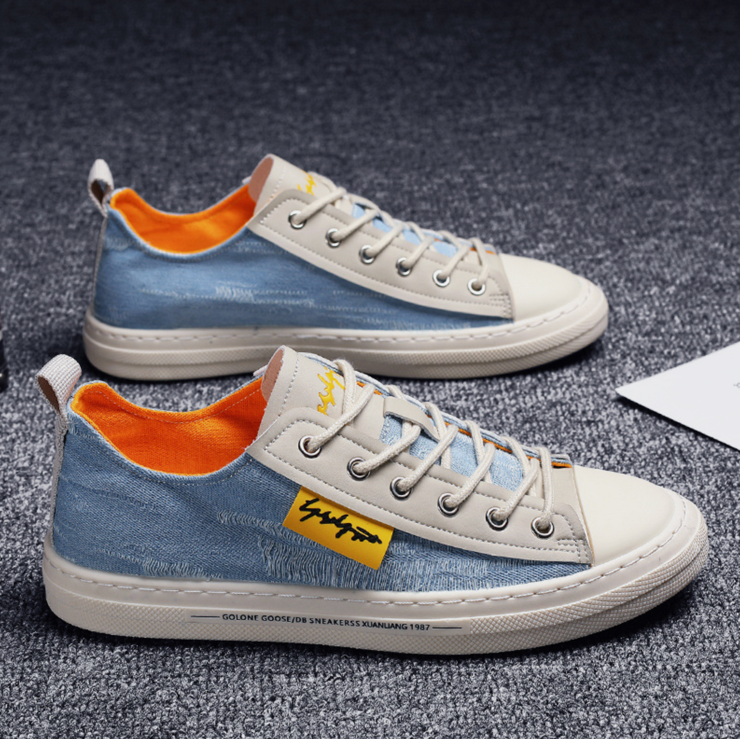 Men Or Woman's Casual Tide Low Top Multi Color Denim Shoes