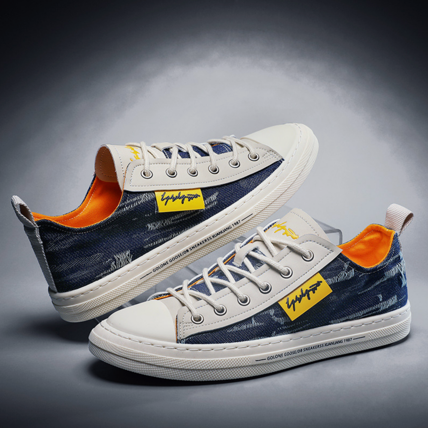 Men Or Woman's Casual Tide Low Top Multi Color Denim Shoes