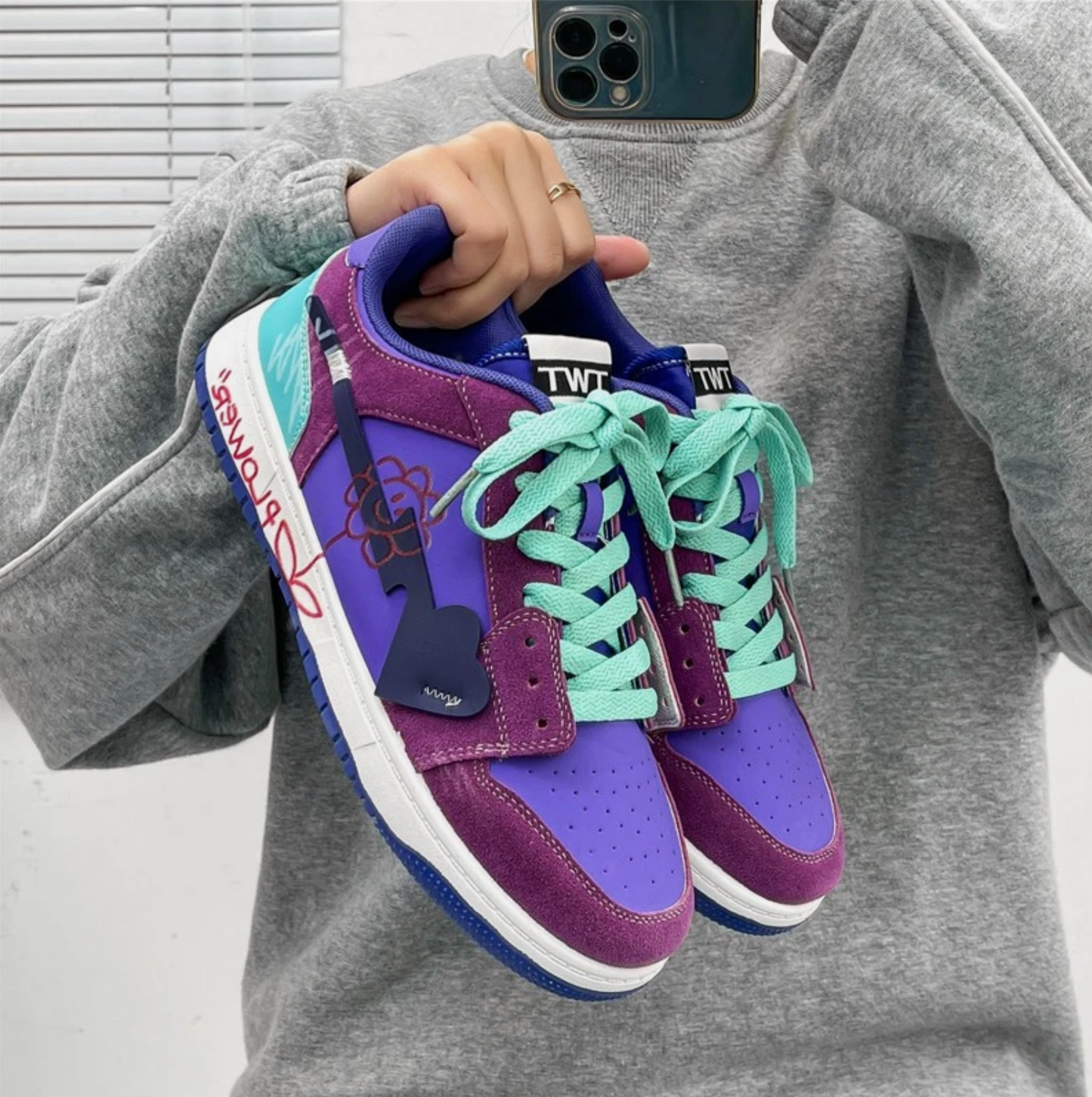 Casual Floral Cartoon Flower Custom Edit Sneaker Mid Top Tennis Shoes