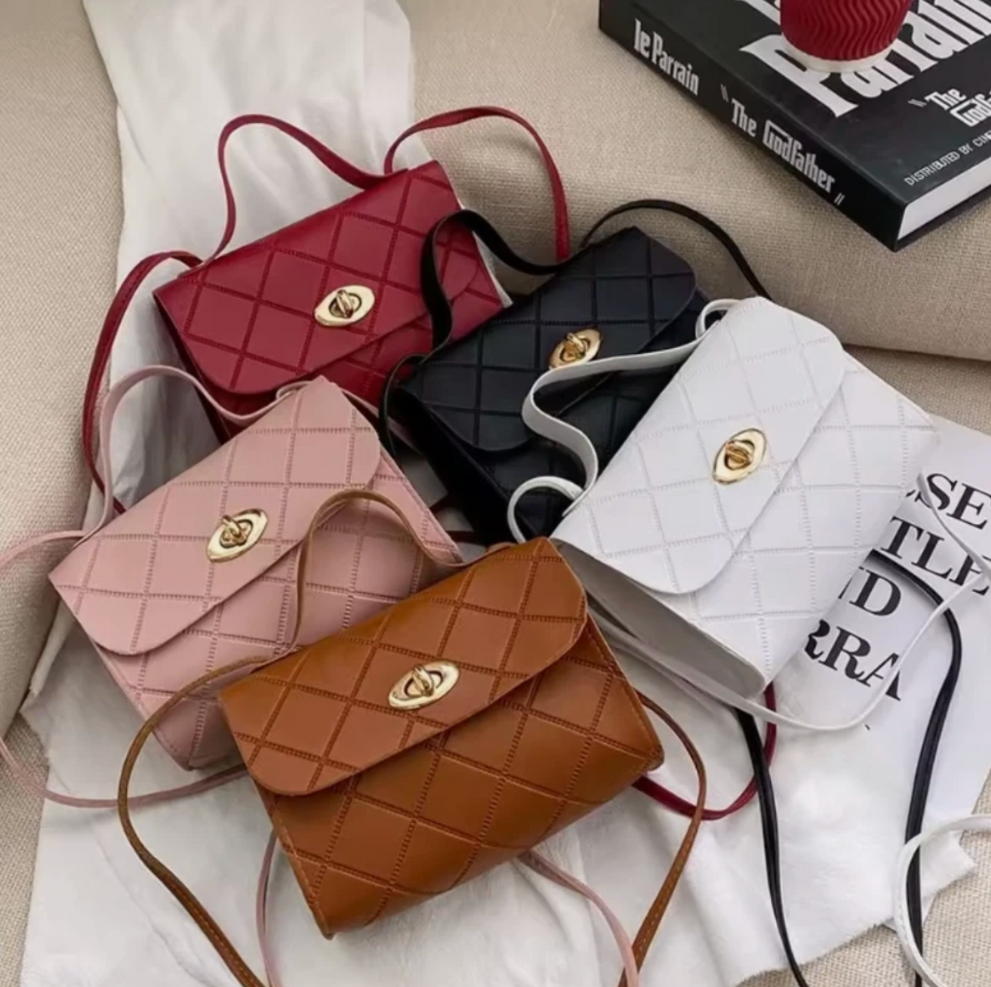 Woman's Silk Lining Small Shoulder Strap Purse Handbags