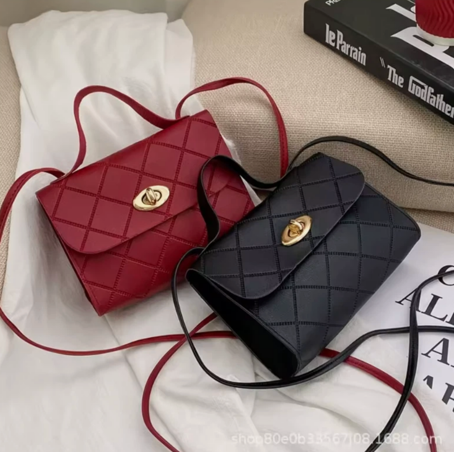 Woman's Silk Lining Small Shoulder Strap Purse Handbags