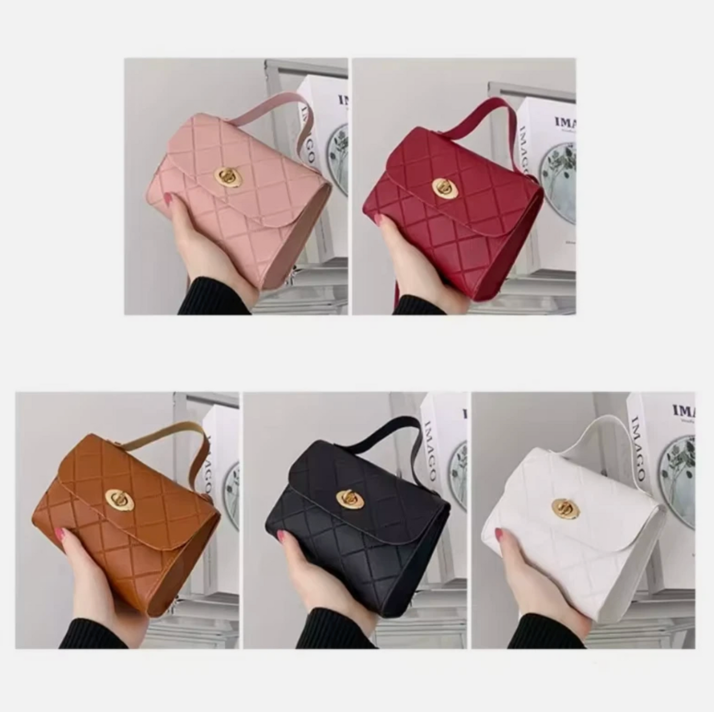 Woman's Silk Lining Small Shoulder Strap Purse Handbags
