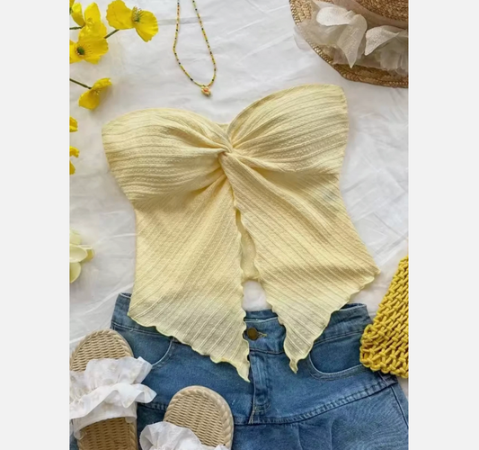 Women's Twist Knot Cropped Tube Top Summer Shirt