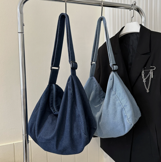 Cloth Bucket Style Large Adjustable Shoulder Strap Bag With Zipper