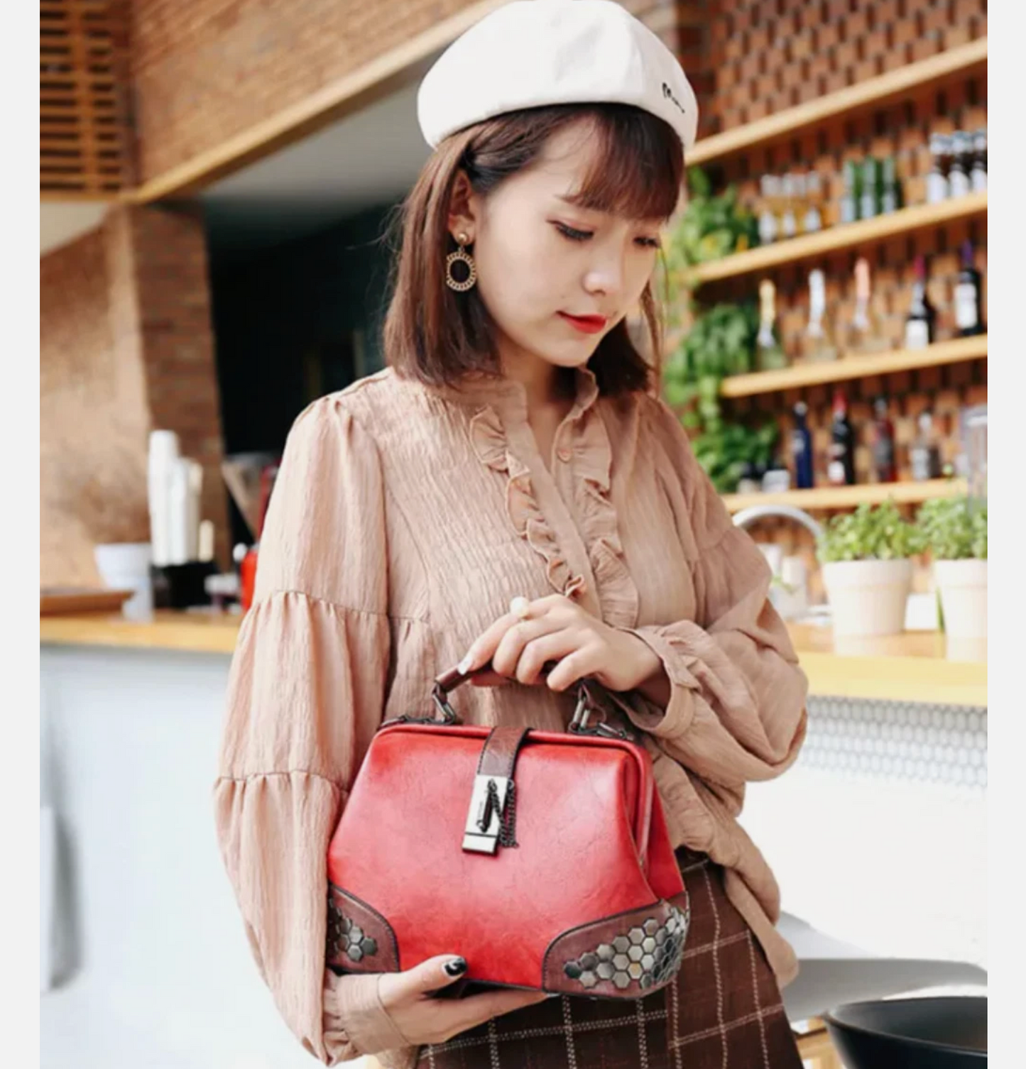 Womens Genuine Leather High End Luxury Crafted European Hand Travel Bag