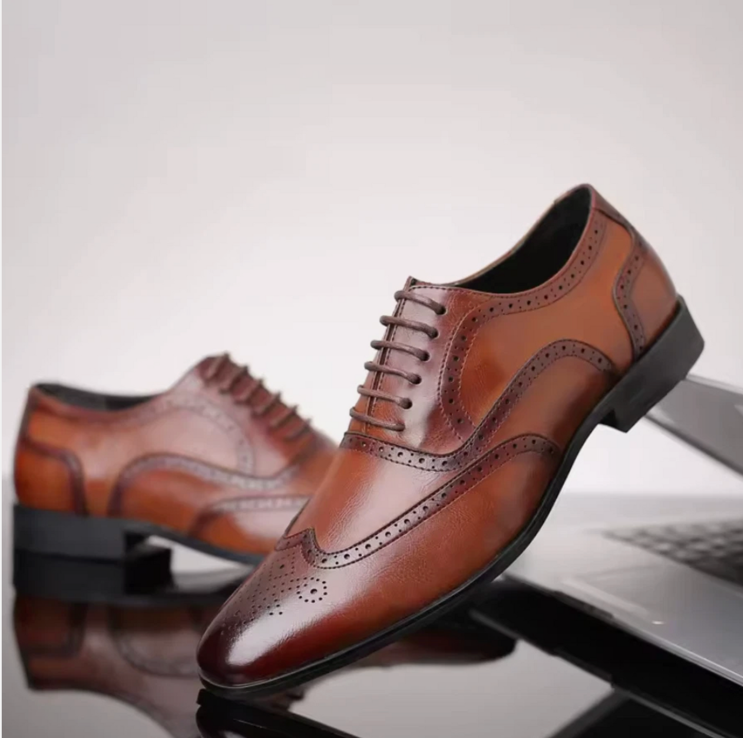 Mens Fancy Genuine Leather Shined &amp; Polished Classy Dress Shoes