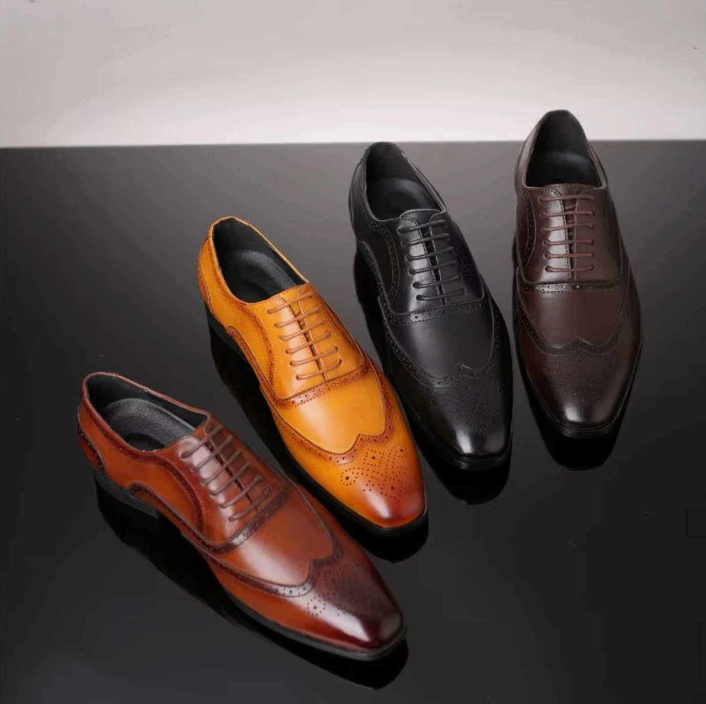 Mens Fancy Genuine Leather Shined &amp; Polished Classy Dress Shoes