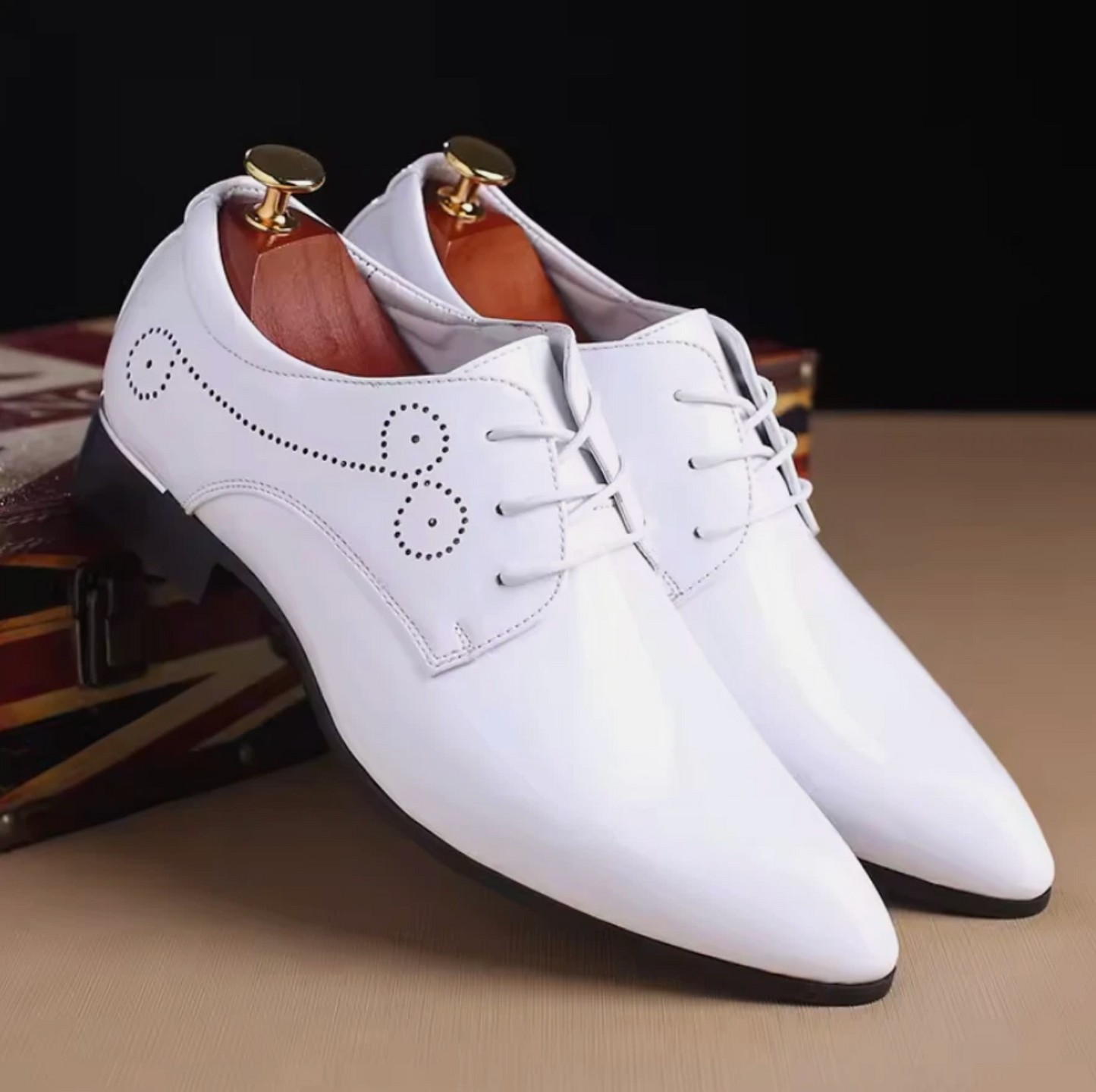 Mens Shiny Polished Leather High End Luxury Dress Shoes