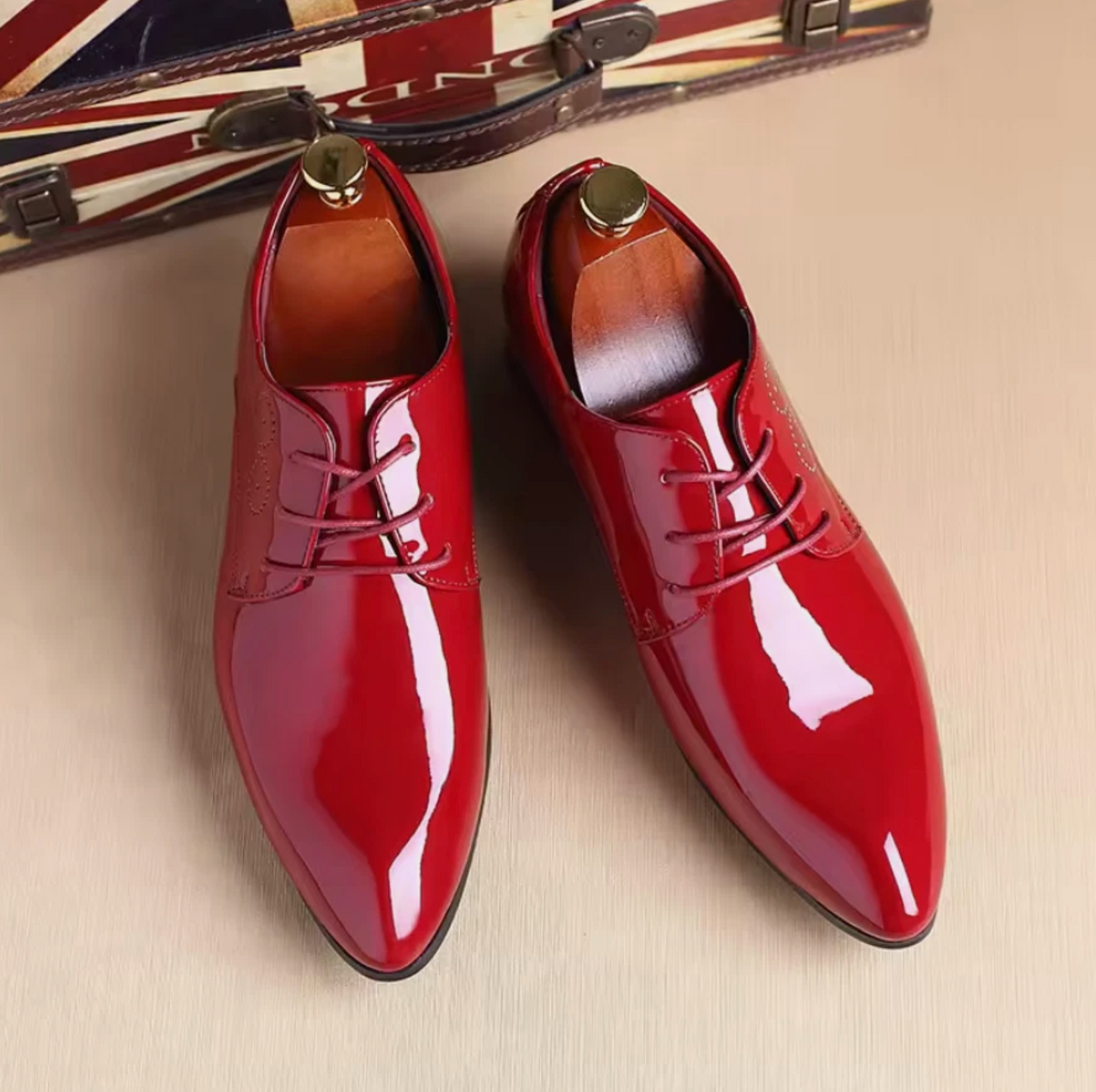 Mens Shiny Polished Leather High End Luxury Dress Shoes