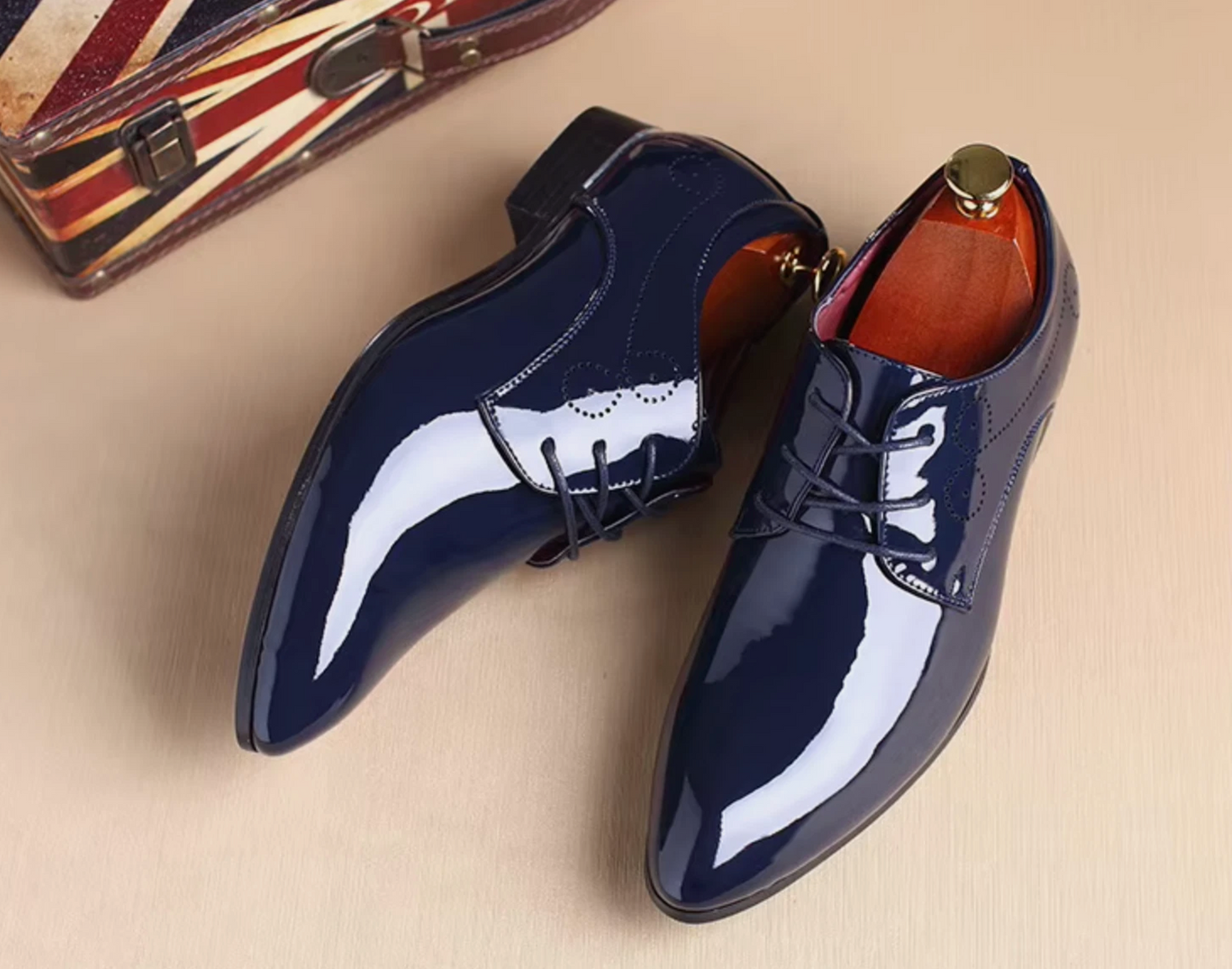 Mens Shiny Polished Leather High End Luxury Dress Shoes