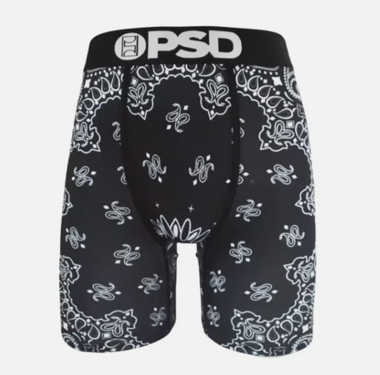 Mens Black PSD Spandex Bandanna Pattern Boxer Briefs