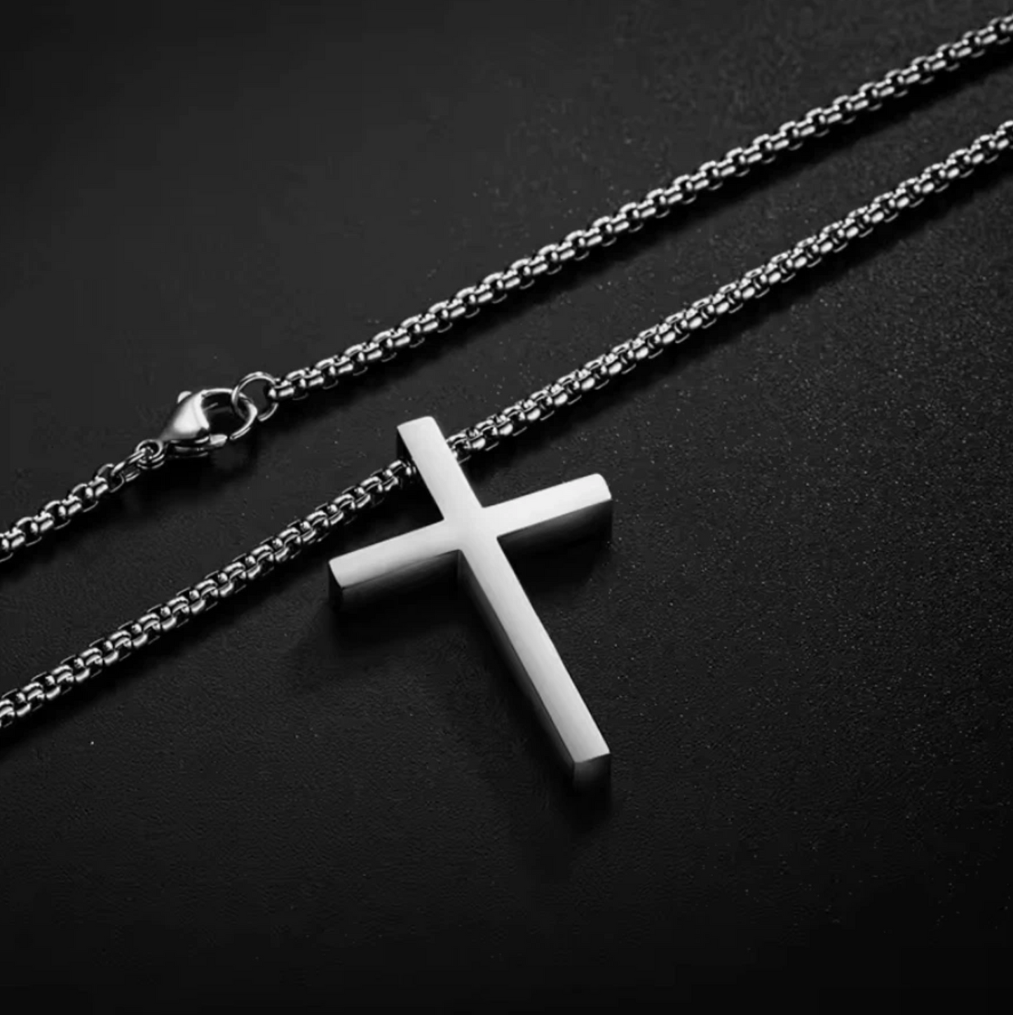 Stainless Steel Titanium Metal Cross Pendant Silver Chain
