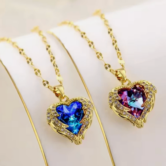 Womans Gem Gold Rose Chain Silver Necklace