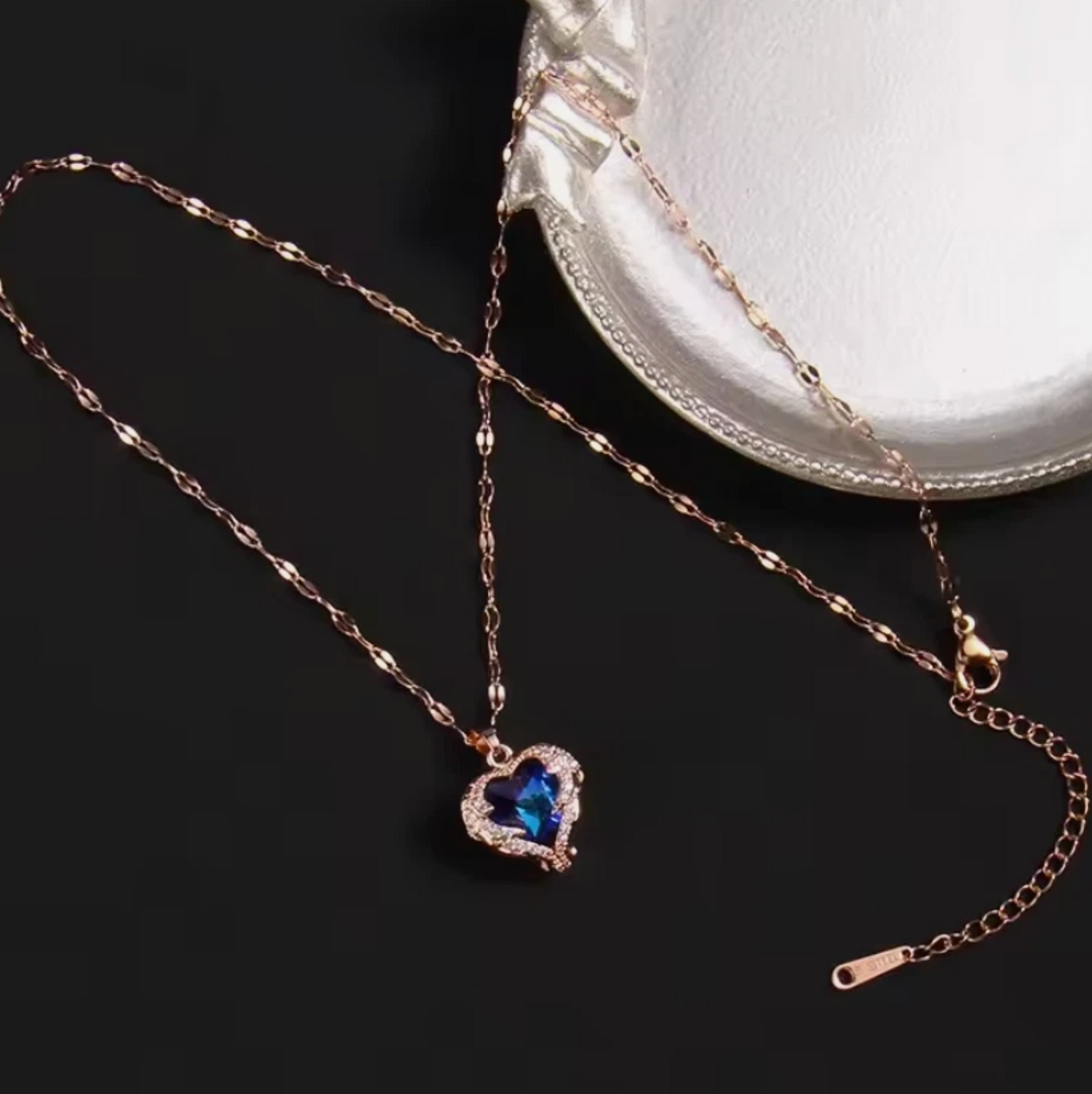 Womans Gem Gold Rose Chain Silver Necklace