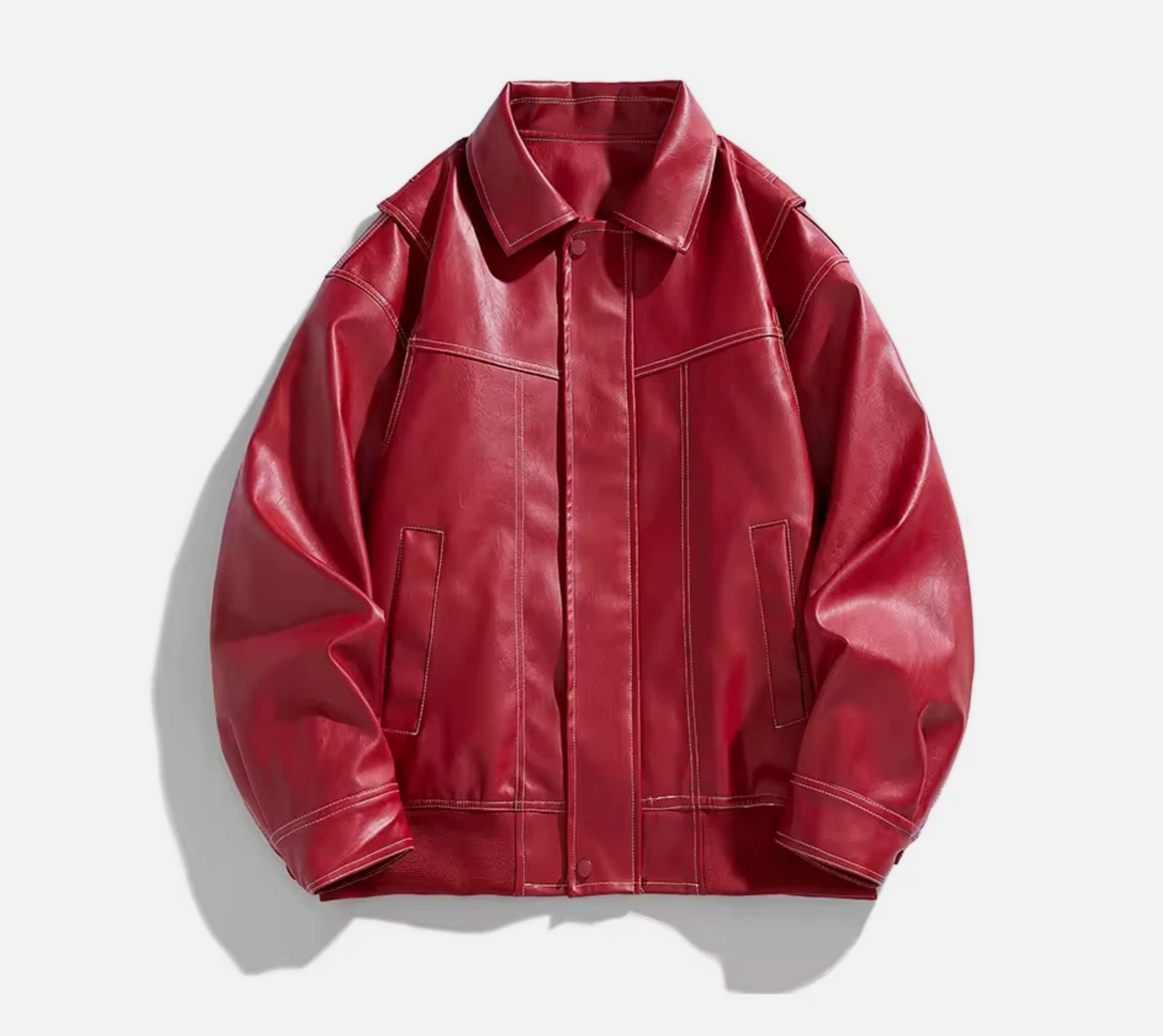 Mens Or Women Retro Style Synthetic Genuine Leather Zipper Jacket