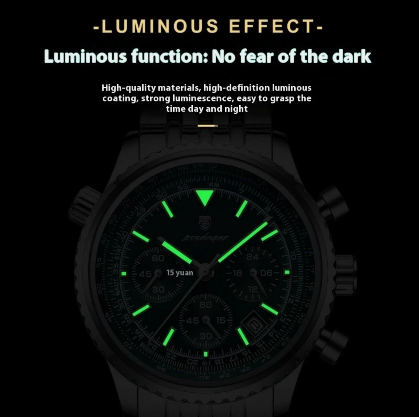 Men's Watch Waterproof Luminous Glass Multi-function Timing Quartz Watch