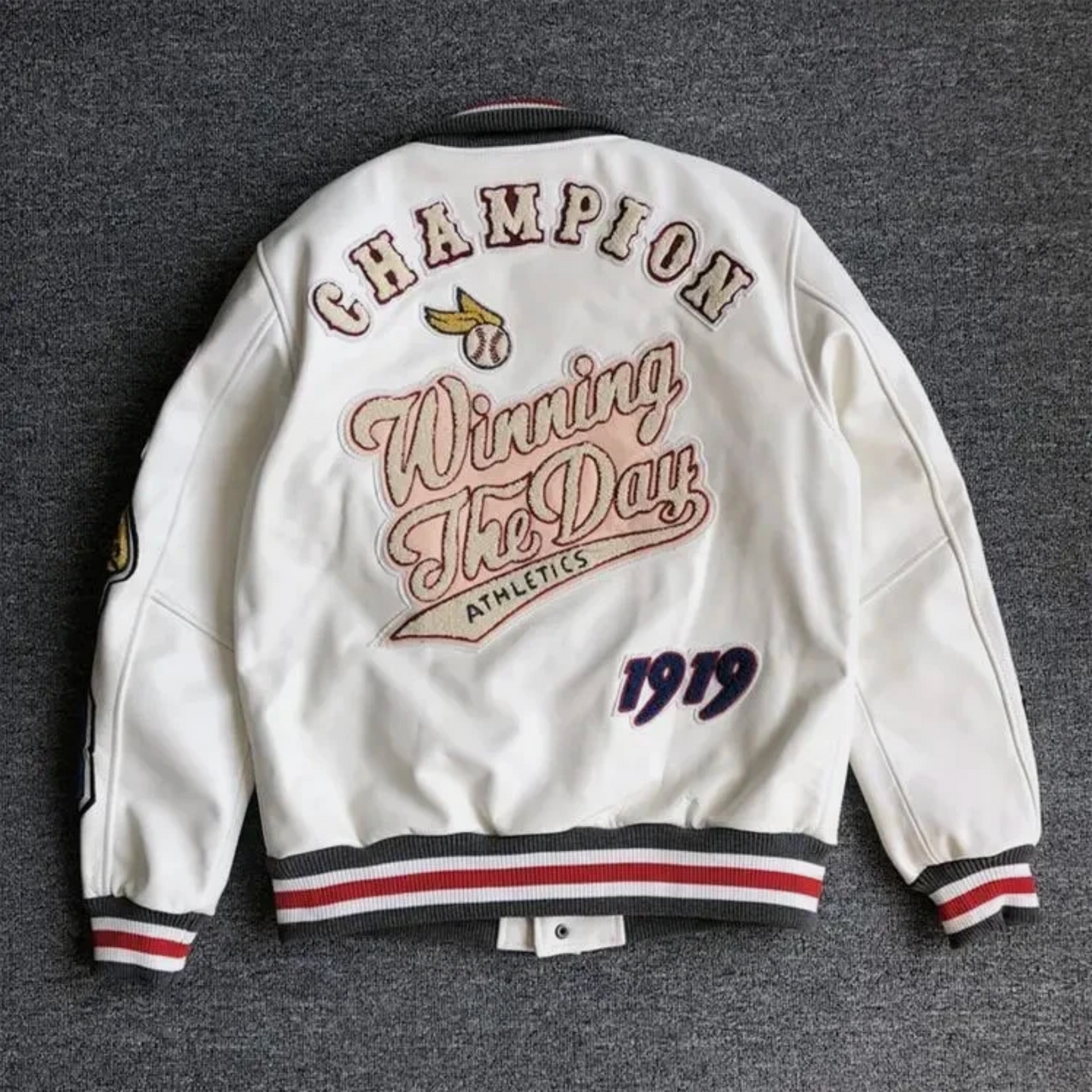 Mens Letterman Jacket Chenille Patches Logos Baseball Bomber Style Jacket