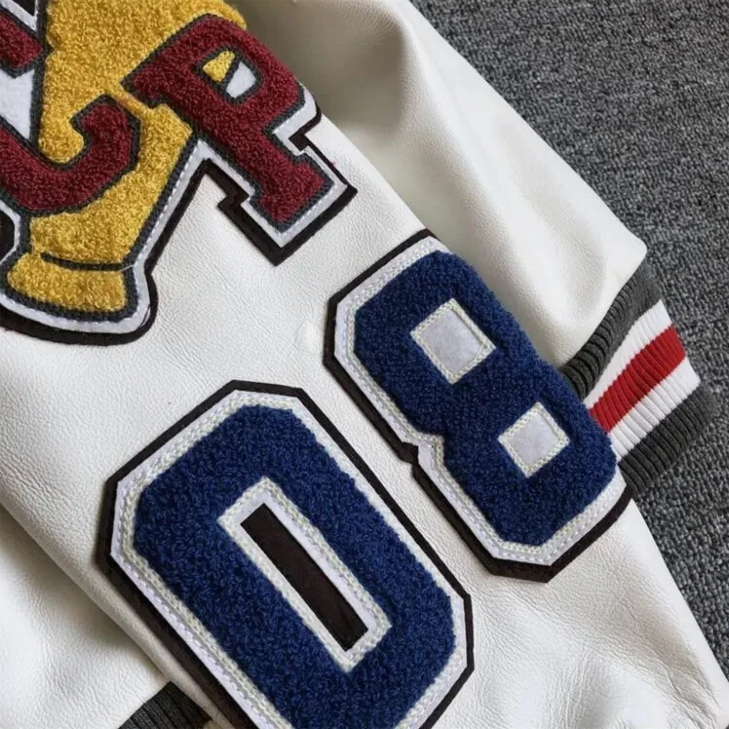 Mens Letterman Jacket Chenille Patches Logos Baseball Bomber Style Jacket
